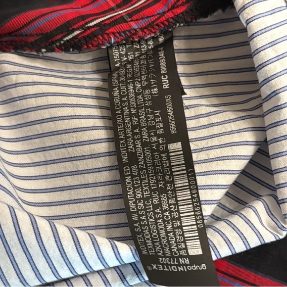 Zara Women Premium Denim Collection Plaid and Striped Long Sleeve Shirt Size XS - Picture 7 of 7